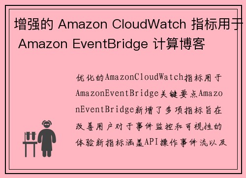 增强的 Amazon CloudWatch 指标用于 Amazon EventBridge 计算博客